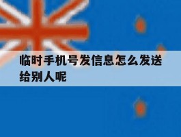 临时手机号发信息怎么发送给别人呢