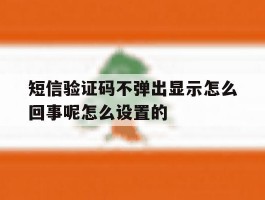 短信验证码不弹出显示怎么回事呢怎么设置的