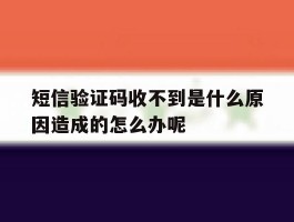 短信验证码收不到是什么原因造成的怎么办呢