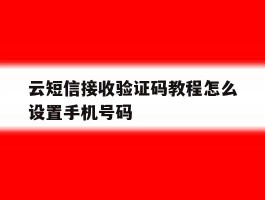关于云短信接收验证码教程怎么设置手机号码的信息