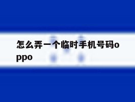 怎么弄一个临时手机号码oppo的简单介绍