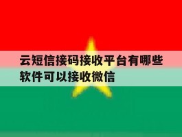云短信接码接收平台有哪些软件可以接收微信
