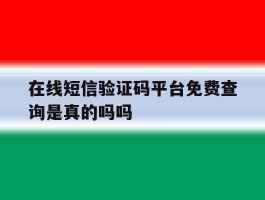 在线短信验证码平台免费查询是真的吗吗