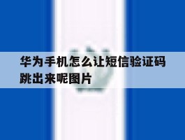 华为手机怎么让短信验证码跳出来呢图片