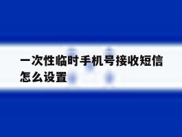 一次性临时手机号接收短信怎么设置