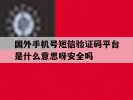 关于国外手机号短信验证码平台是什么意思呀安全吗的信息