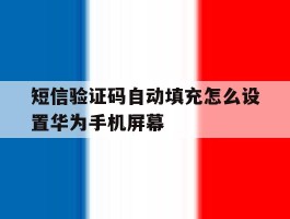 短信验证码自动填充怎么设置华为手机屏幕