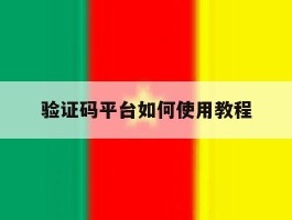 验证码平台如何使用教程