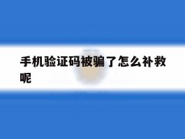 手机验证码被骗了怎么补救呢