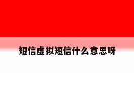 短信虚拟短信什么意思呀