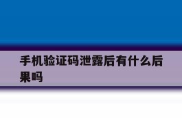 手机验证码泄露后有什么后果吗