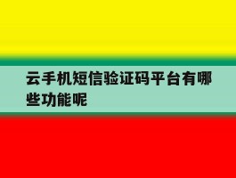 云手机短信验证码平台有哪些功能呢