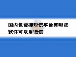 国内免费接短信平台有哪些软件可以用微信