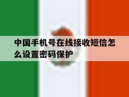 中国手机号在线接收短信怎么设置密码保护