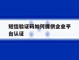 短信验证码如何提供企业平台认证