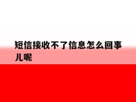 短信接收不了信息怎么回事儿呢
