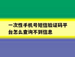一次性手机号短信验证码平台怎么查询不到信息的简单介绍