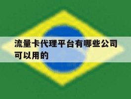 流量卡代理平台有哪些公司可以用的