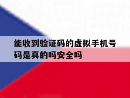 能收到验证码的虚拟手机号码是真的吗安全吗的简单介绍