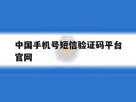 中国手机号短信验证码平台官网