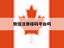 微信注册接码平台吗