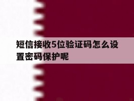 短信接收5位验证码怎么设置密码保护呢