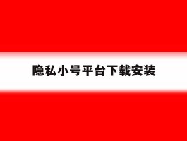隐私小号平台下载安装
