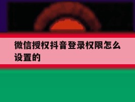 微信授权抖音登录权限怎么设置的