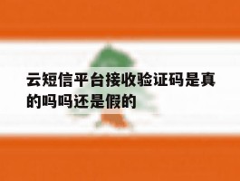 云短信平台接收验证码是真的吗吗还是假的