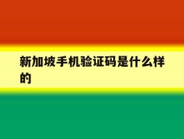 新加坡手机验证码是什么样的
