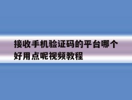 接收手机验证码的平台哪个好用点呢视频教程