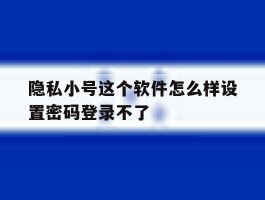 隐私小号这个软件怎么样设置密码登录不了