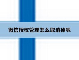 微信授权管理怎么取消掉呢