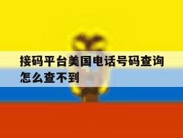 接码平台美国电话号码查询怎么查不到