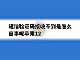 短信验证码接收不到是怎么回事呢苹果12