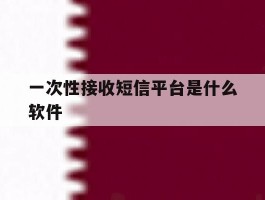 一次性接收短信平台是什么软件