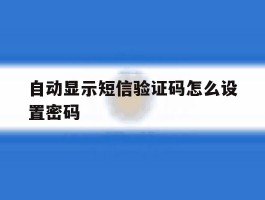 自动显示短信验证码怎么设置密码