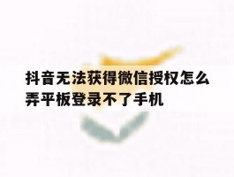 包含抖音无法获得微信授权怎么弄平板登录不了手机的词条