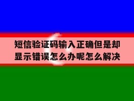 短信验证码输入正确但是却显示错误怎么办呢怎么解决的简单介绍