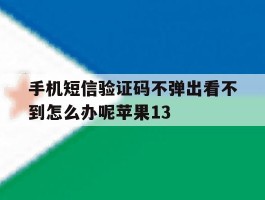 手机短信验证码不弹出看不到怎么办呢苹果13