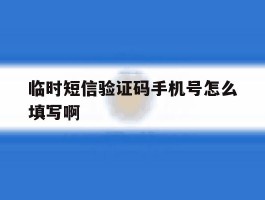 临时短信验证码手机号怎么填写啊