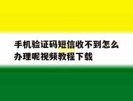 手机验证码短信收不到怎么办理呢视频教程下载的简单介绍