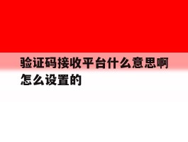 验证码接收平台什么意思啊怎么设置的