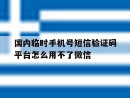 国内临时手机号短信验证码平台怎么用不了微信的简单介绍