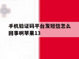 关于手机验证码平台发短信怎么回事啊苹果13的信息