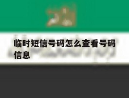 临时短信号码怎么查看号码信息