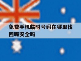 免费手机临时号码在哪里找回呢安全吗