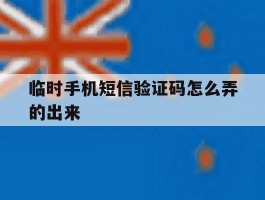 临时手机短信验证码怎么弄的出来