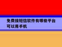 免费接短信软件有哪些平台可以用手机