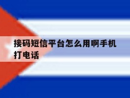 接码短信平台怎么用啊手机打电话